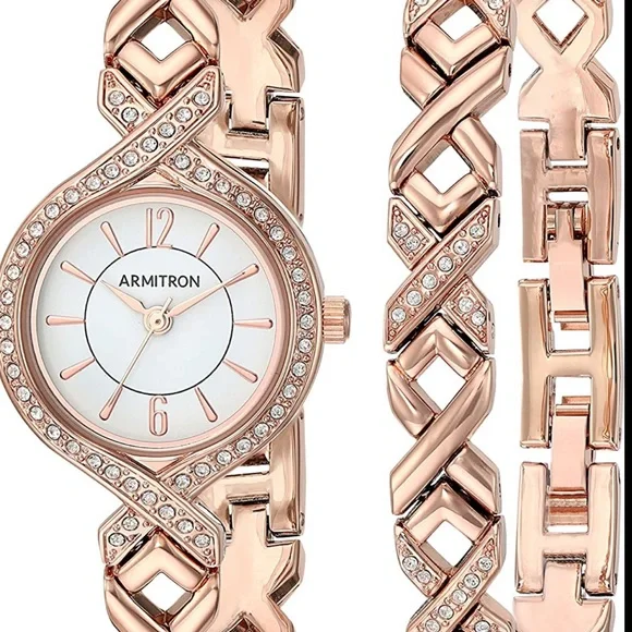 Silver Swarovski Watch And Bracelet Set Arimtron Accessories